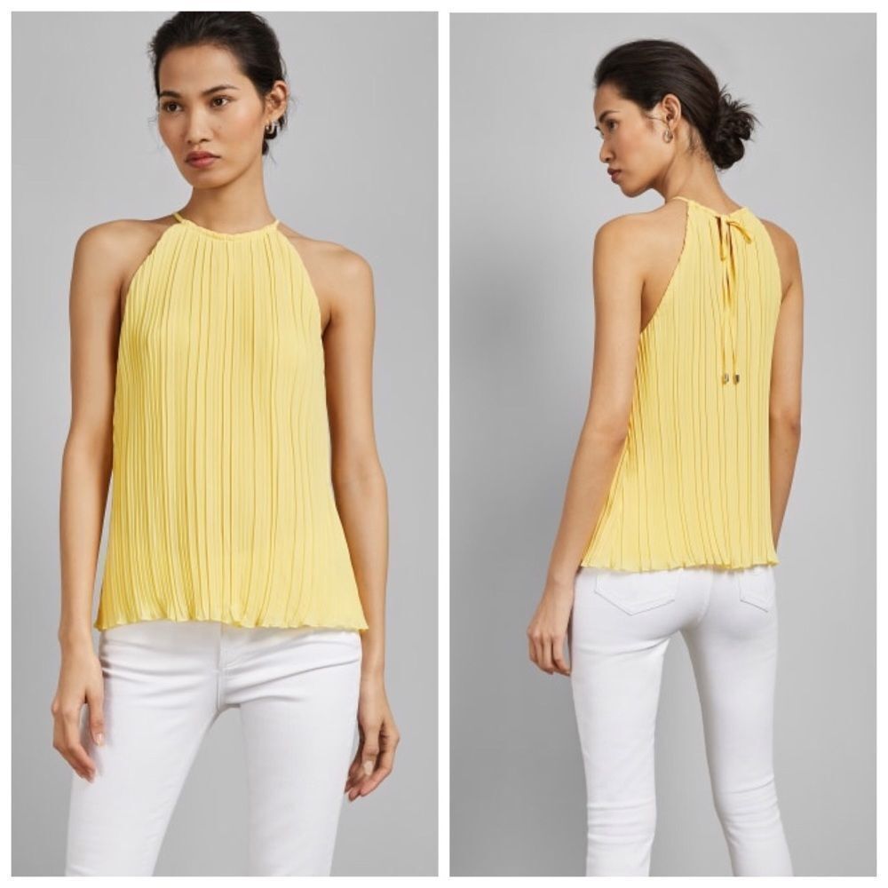 TED‎ BAKER "LOHLOH" PLEATED RACER NECK SLEVELESS TOP 4 (LARGE)